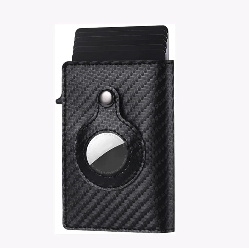 For Airtag Wallet Case Genuine Leather Credit Card Holder Magnetic Air Tag Cover